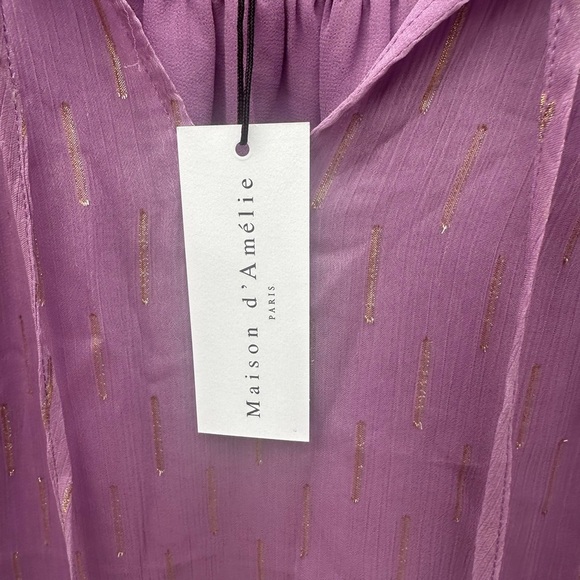 Elegant Purple Blouse with Tie Neck - Picture 3 of 10